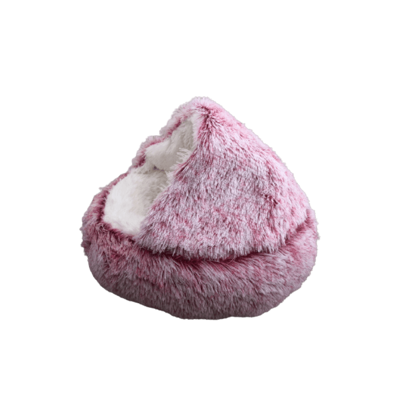 Cama Iglu de pêlo Rosa Mesclado com Branco - Conforto Dos Patudos
