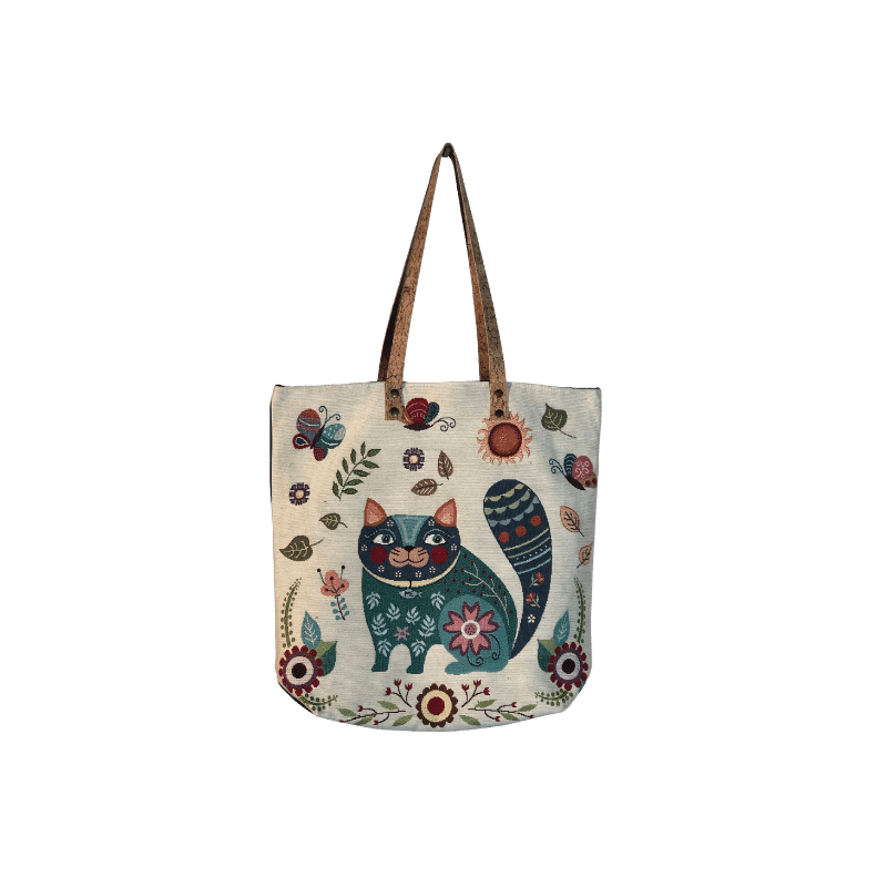 Bolsa de ombro padrão gato natureza - Conforto Dos Patudos
