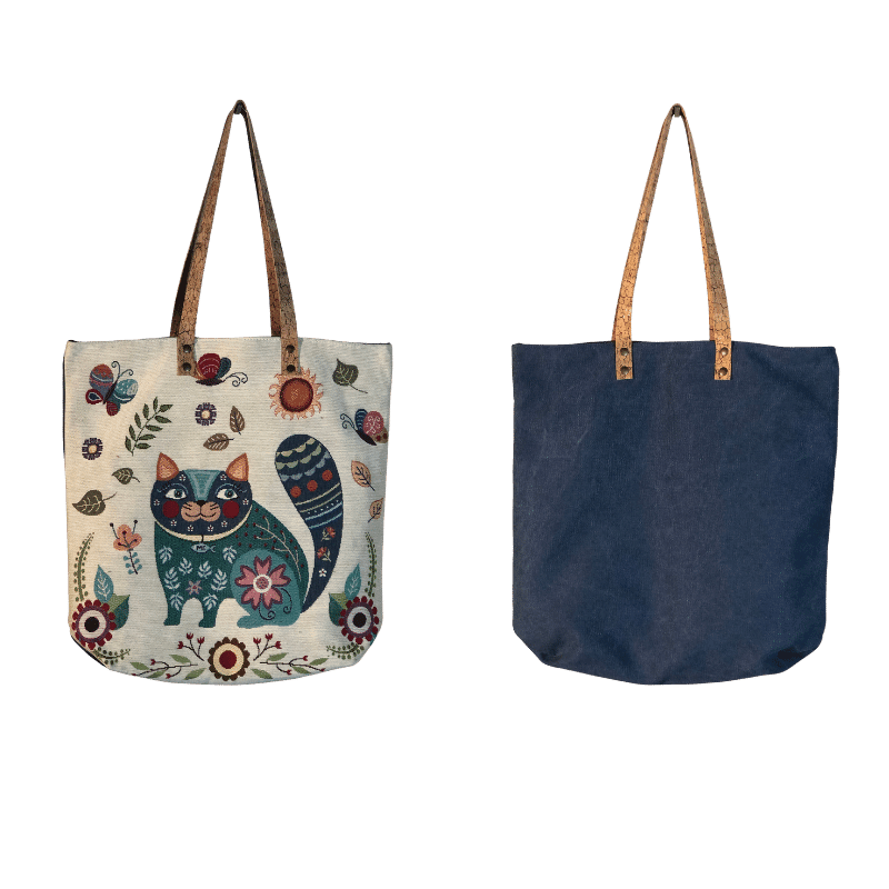 Bolsa de ombro padrão gato natureza - Conforto Dos Patudos