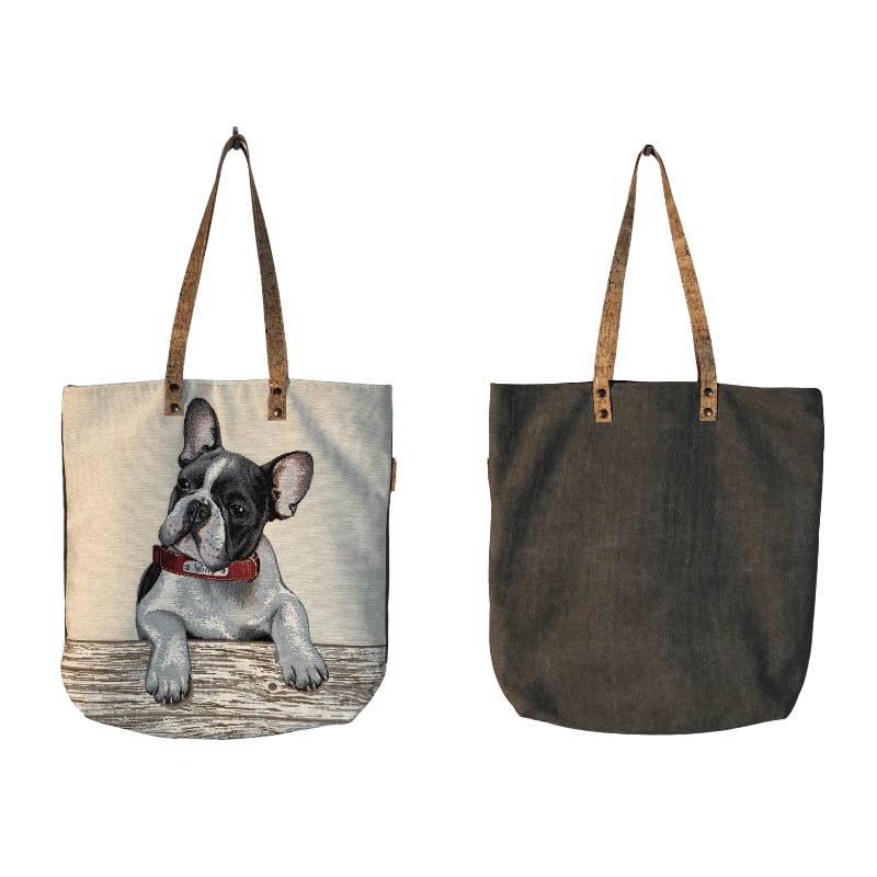 Bolsa de ombro padrão cão bulldog francês - Conforto Dos Patudos