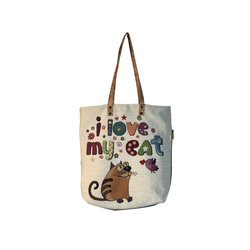 Bolsa de ombro padrão i love my cat - Conforto Dos Patudos