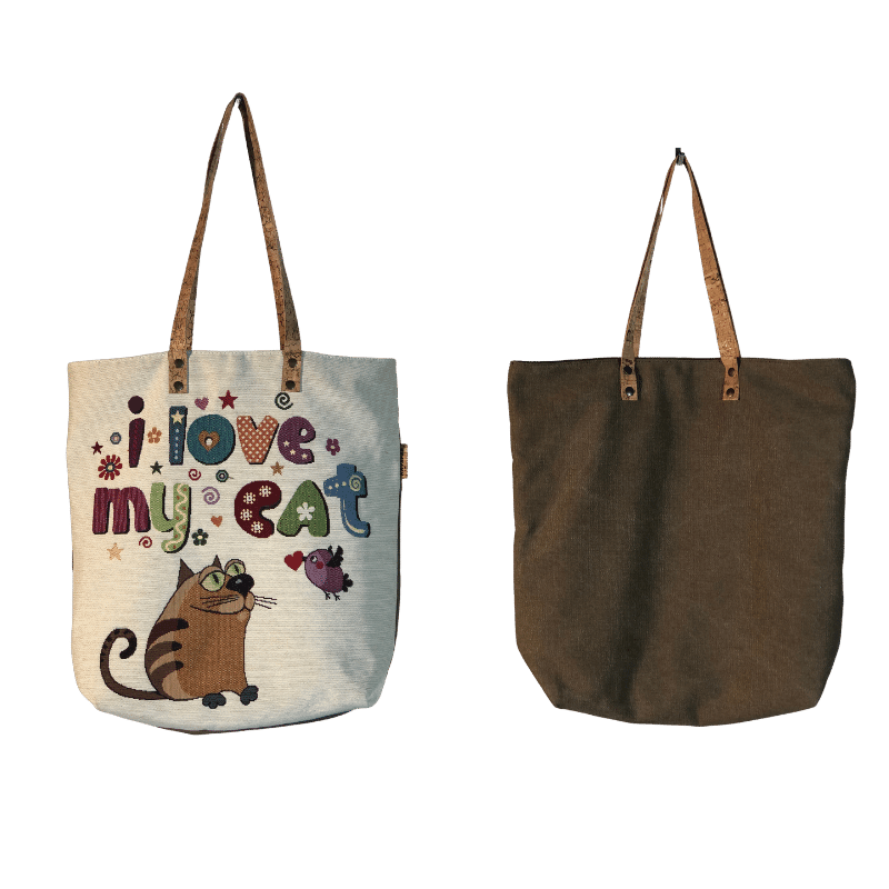 Bolsa de ombro padrão i love my cat - Conforto Dos Patudos