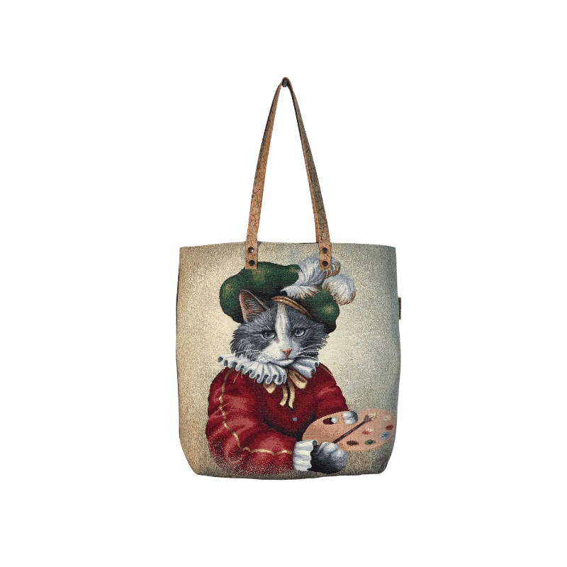 Bolsa de ombro padrão gato pintor - Conforto Dos Patudos