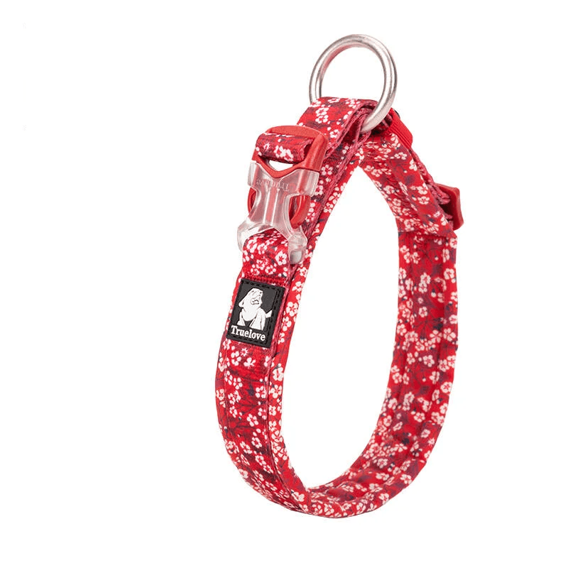 Coleira Truelove Vermelho Com Flores - Conforto Dos Patudos