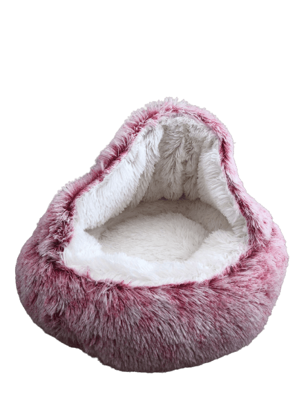 Cama Iglu de pêlo Rosa Mesclado com Branco - Conforto Dos Patudos
