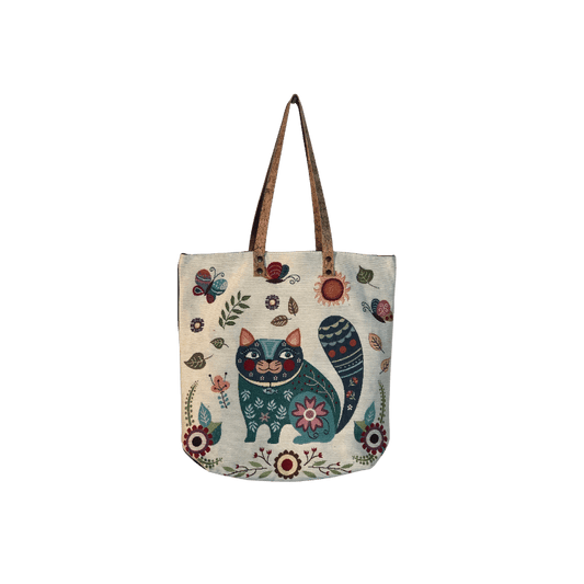 Bolsa de ombro padrão gato natureza