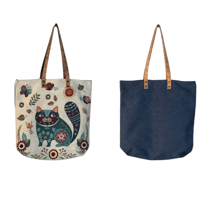 Bolsa de ombro padrão gato natureza