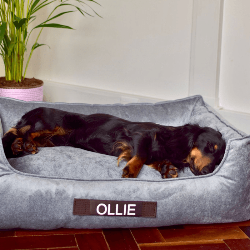 Cama Retangular Cinzenta LUFINI (Personalizável) - Conforto Dos Patudos