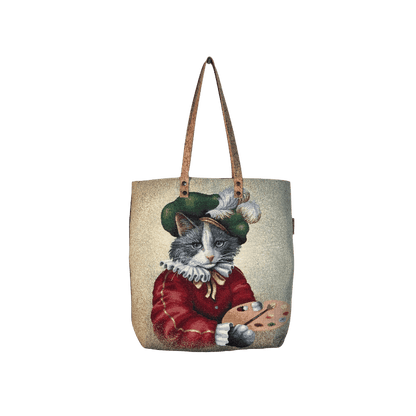 Bolsa de ombro padrão gato pintor