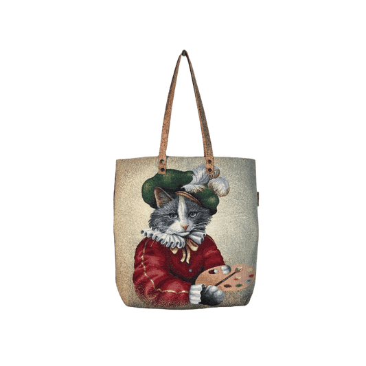 Bolsa de ombro padrão gato pintor