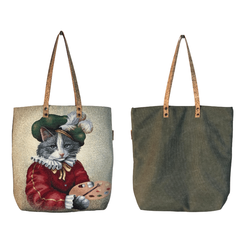 Bolsa de ombro padrão gato pintor