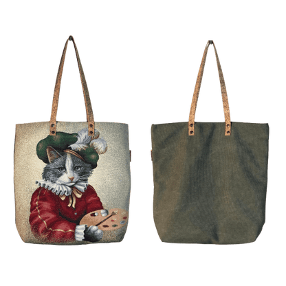 Bolsa de ombro padrão gato pintor