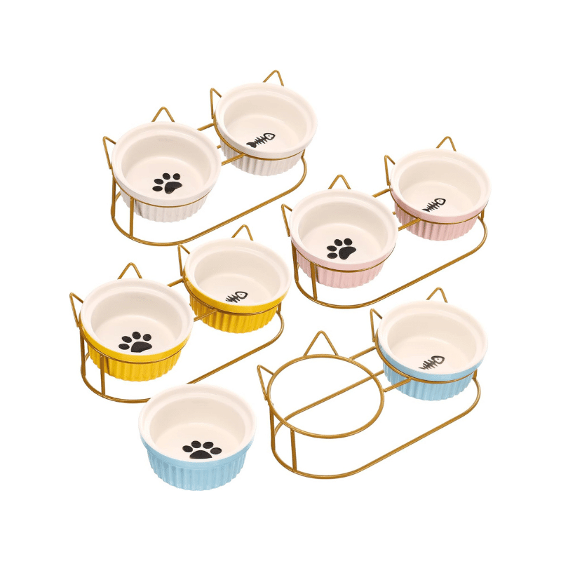 Tigela inclinada de cerâmica para gatos - Conforto Dos Patudos