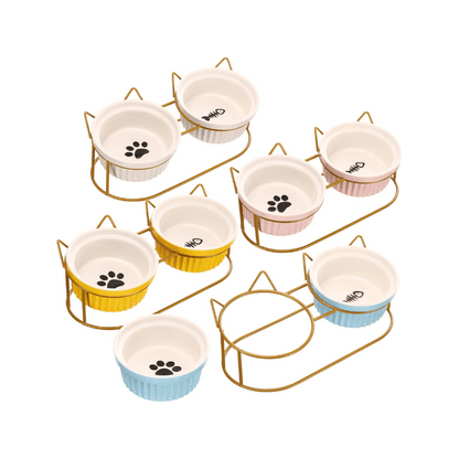 Tigela inclinada de cerâmica para gatos - Conforto Dos Patudos