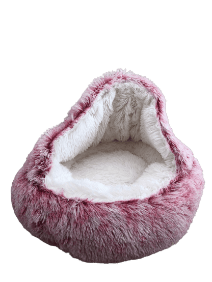 Cama Iglu de pêlo Rosa Mesclado com Branco - Conforto Dos Patudos